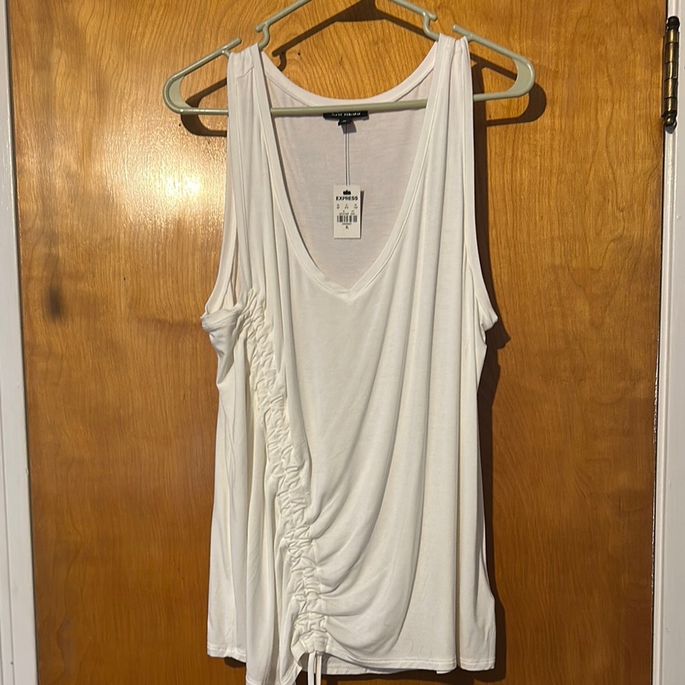 Express Cream Ruched Tank Top